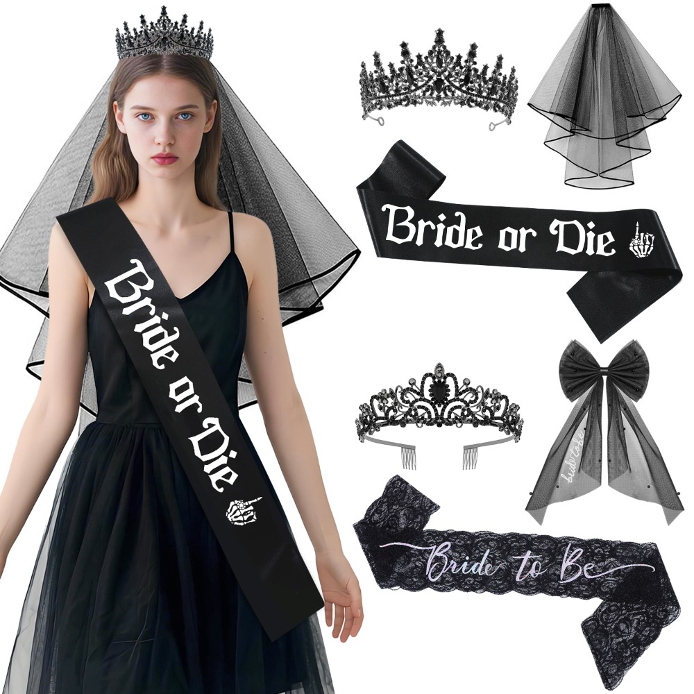 3 szt. Gotyckie czarne akcesor – Bride Tribe Sash recenzja i cena